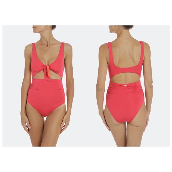 Stella McCartney One-Piece Swim Suit XS Front Cutout Reversible Pink/Clementine - Picture 1 of 12